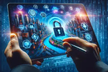 IPTV with VPN: Secure streaming, privacy, and safety with modern visuals and security icons.