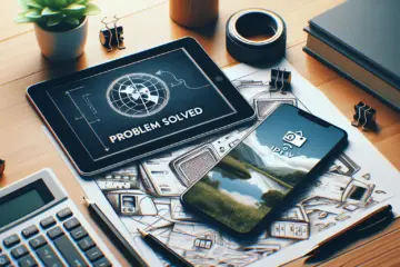 A tablet and phone on a desk, showing a "problem solved" icon and clear video stream.