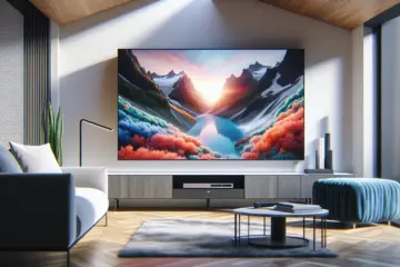 A sleek TV displaying a stunning, crystal-clear 4K nature stream in a modern living room.