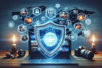 Secure IPTV streaming protected by a digital VPN shield for global access.