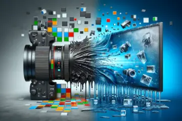 A split-screen image showing a frozen, pixelated TV stream transforming into a crystal-clear, fluid picture.