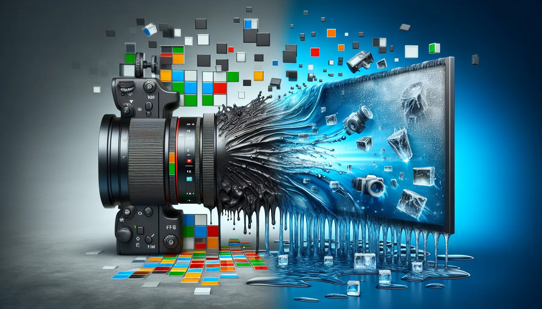 A split-screen image showing a frozen, pixelated TV stream transforming into a crystal-clear, fluid picture.