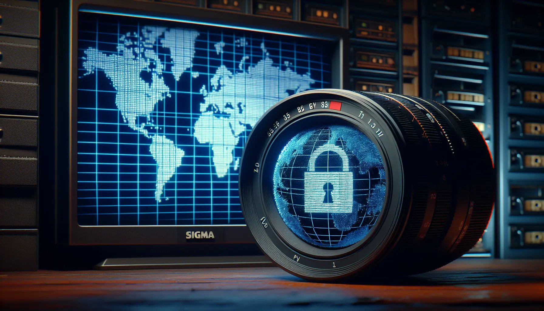 A digital firewall blocking a world map on a TV screen, illustrating geo-restricted content.