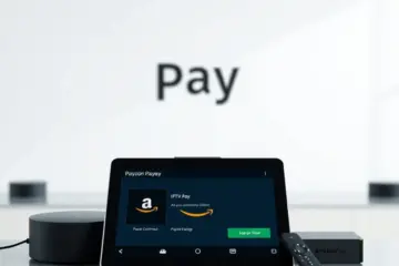 A sleek streaming setup showing an IPTV app interface with an Amazon Pay confirmation on the tablet screen.