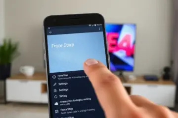 A user troubleshooting a frozen streaming app on their phone, about to force stop it.